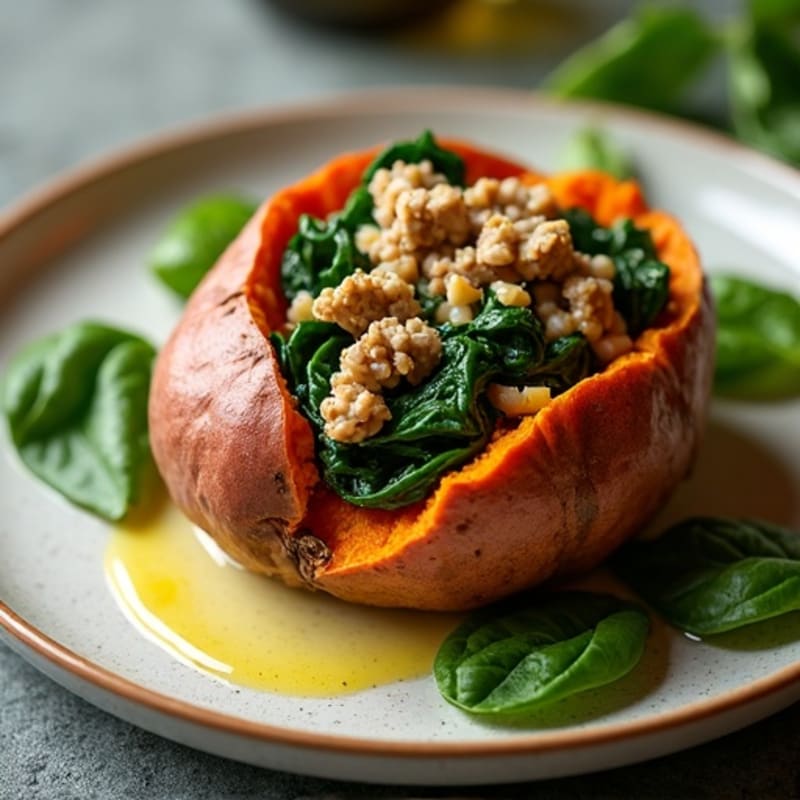 Sweet Potato Stuffed with Savory Ground Turkey and Spinach