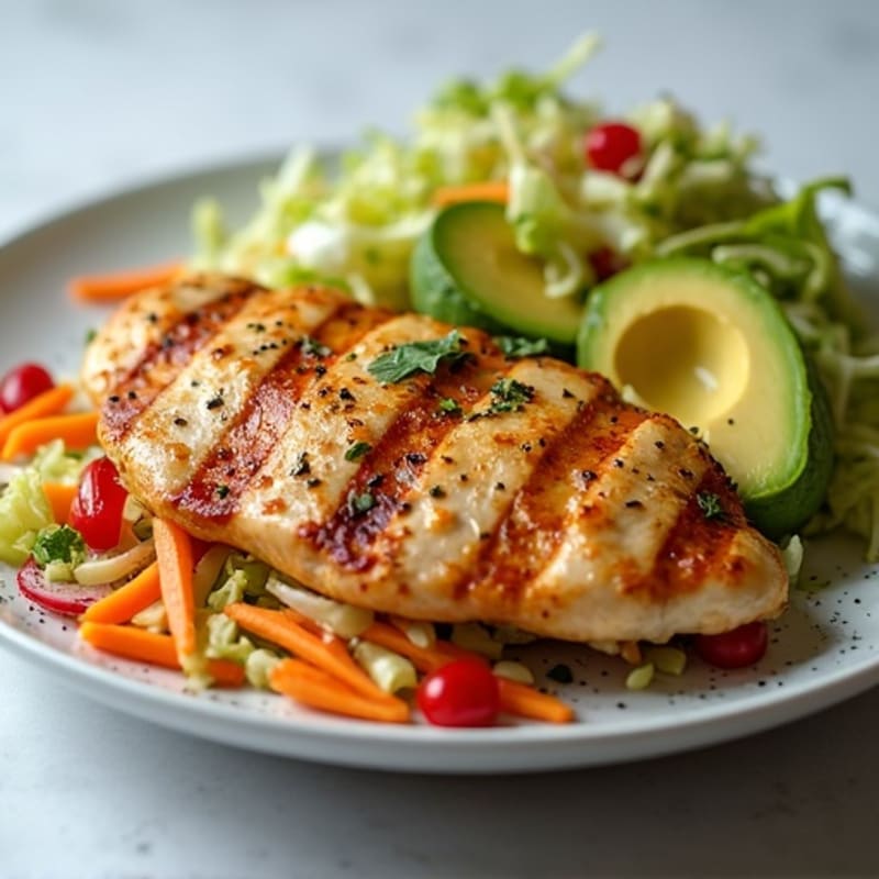 Grilled Chicken Breast with Crunchy Cabbage Slaw