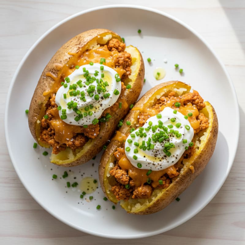 Loaded High-Protein Baked Potatoes with Chives