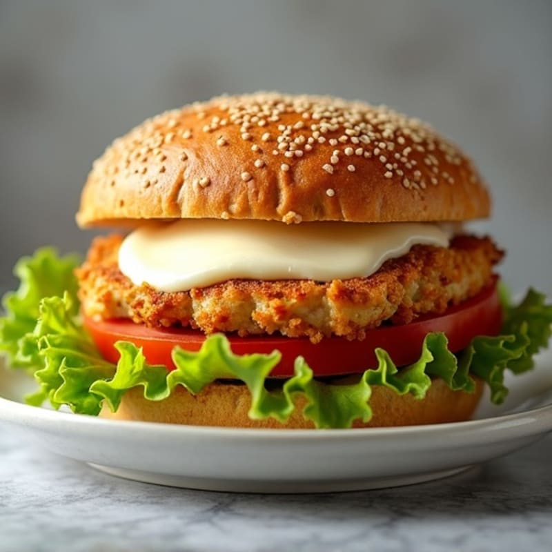 Crispy Mozzarella-Stuffed Chicken Burger