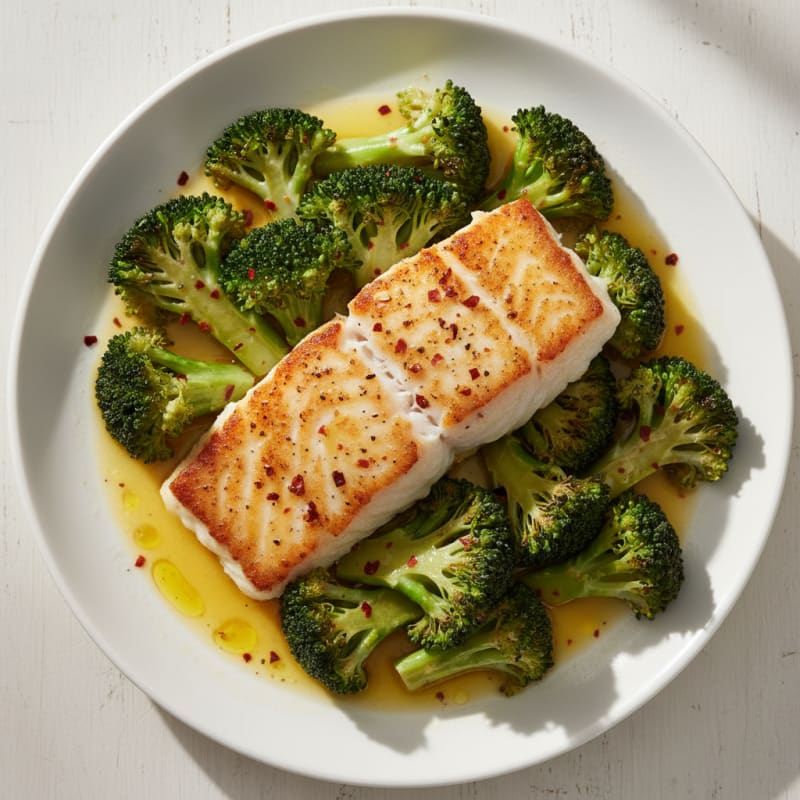 Seared Cod with Roasted Broccoli and Lemon