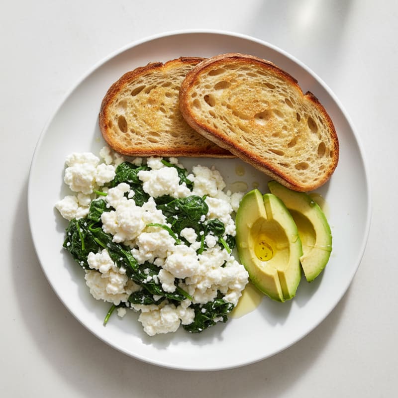 Egg White Scramble with Spinach and Cottage Cheese