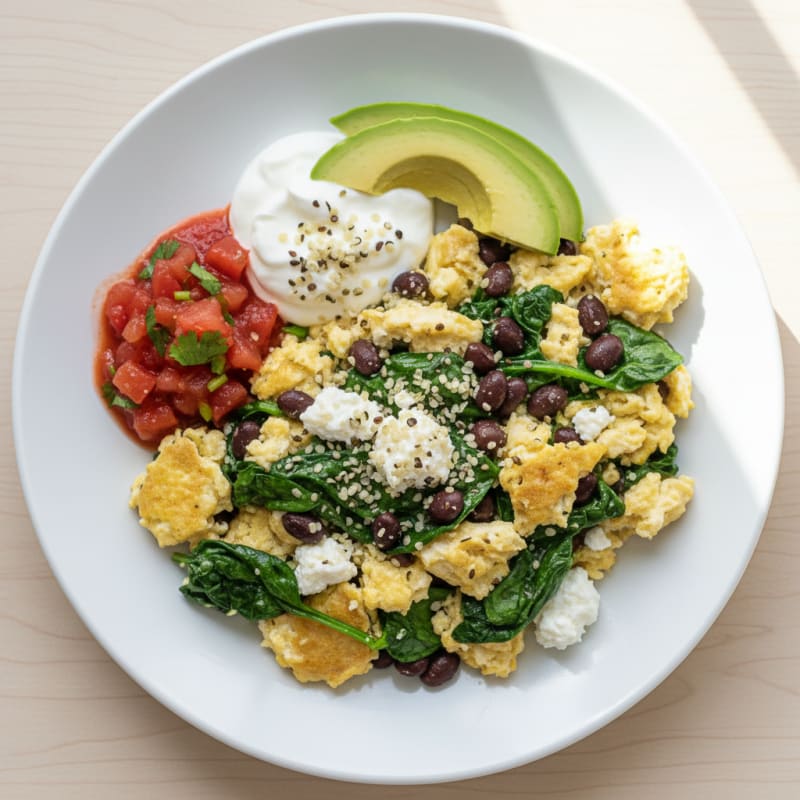 Southwestern Egg White Scramble with Black Beans