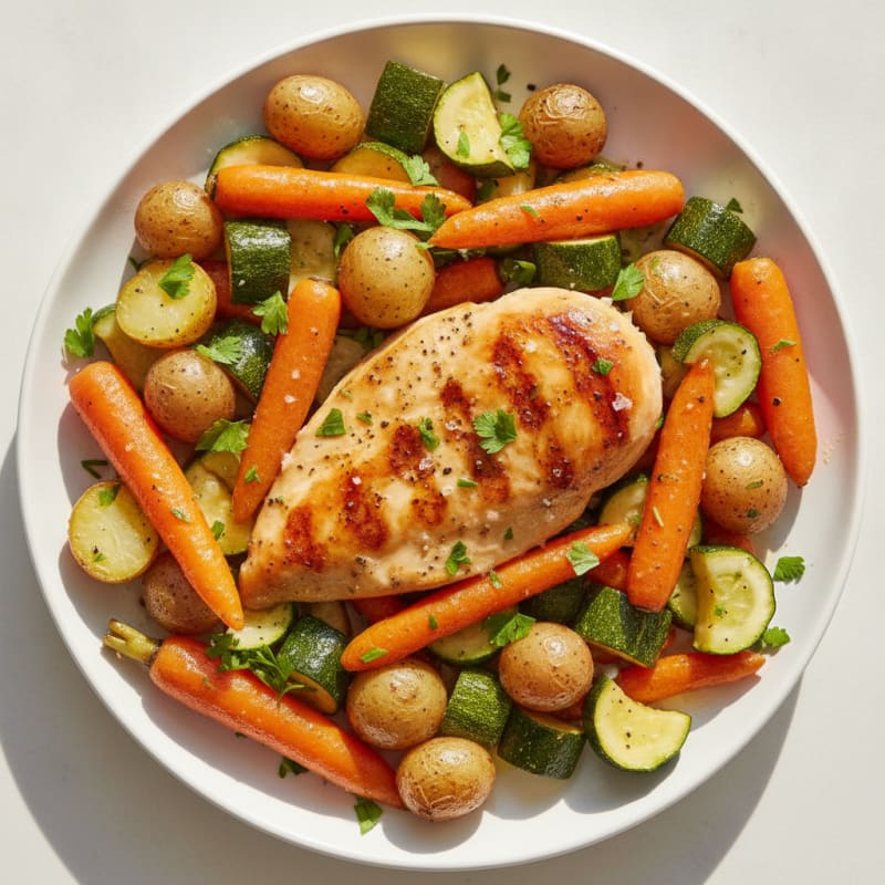 Lemon-Herb Roasted Chicken with Garden Vegetables