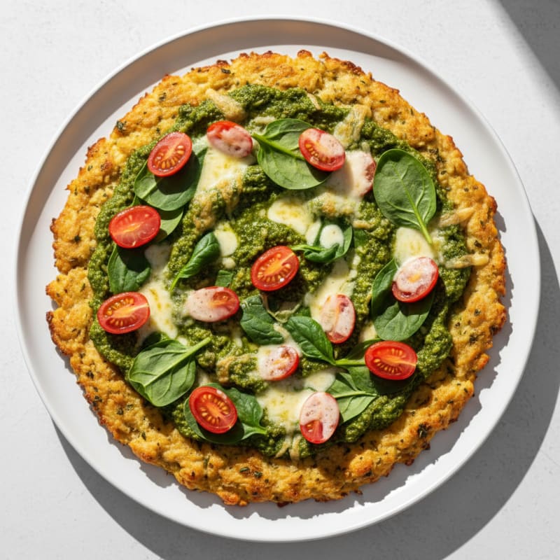Crispy Chicken Crust Pizza with Zesty Pesto