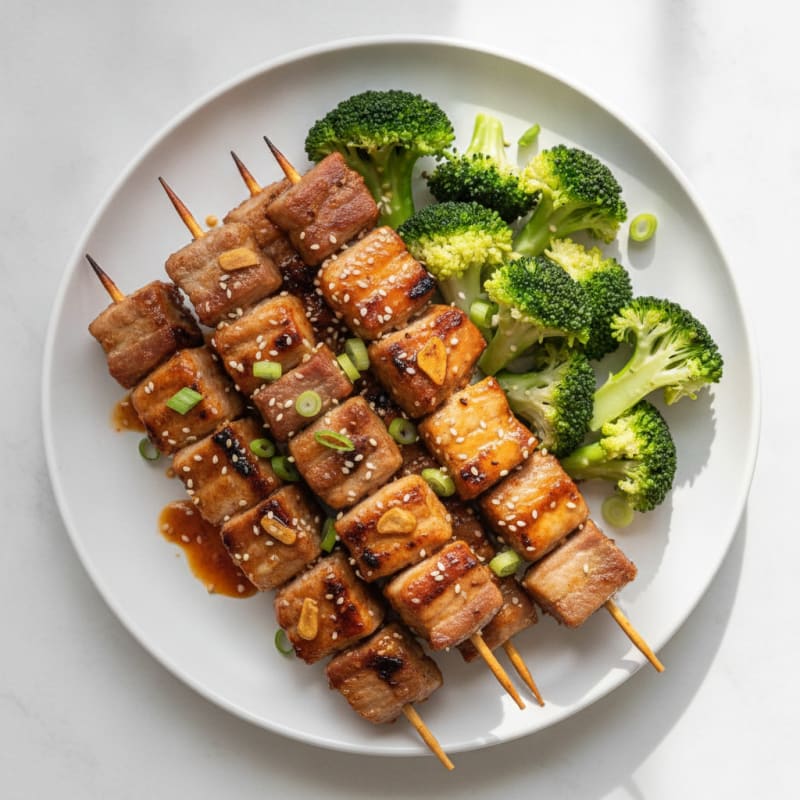 Spicy Gochujang Pork Belly Skewers