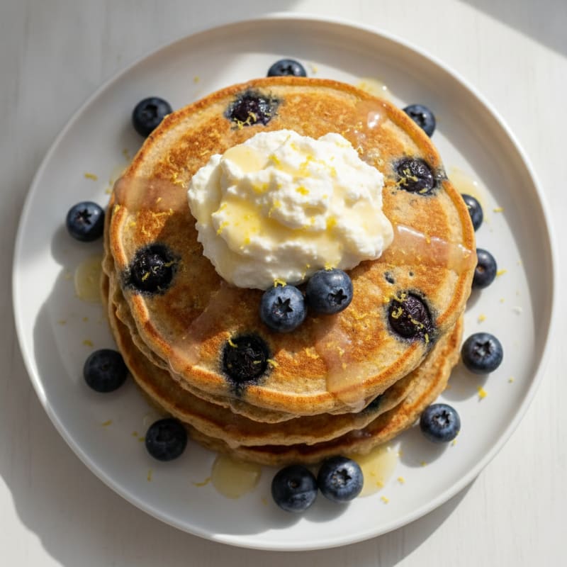 Blueberry Ricotta Pancakes with Lemon Zest