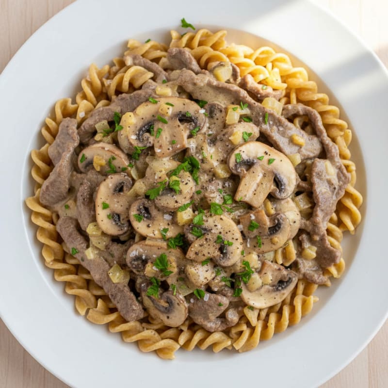 Tender Creamy Beef Stroganoff with Mushrooms