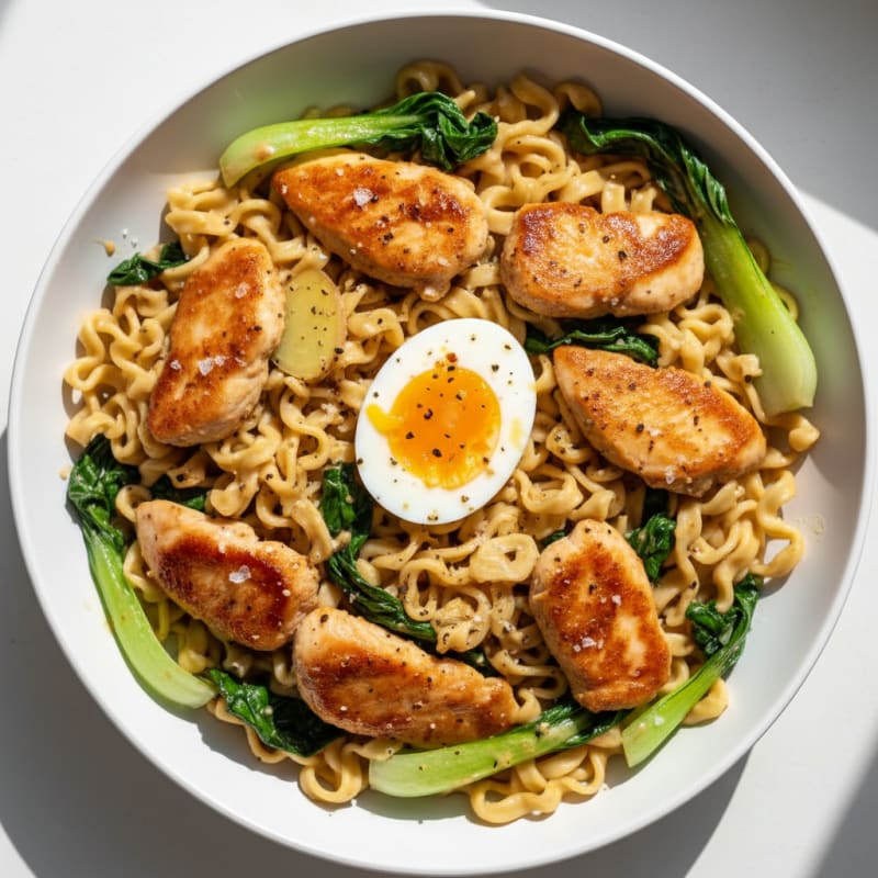 Creamy Sesame-Ginger Egg Noodle Bowl
