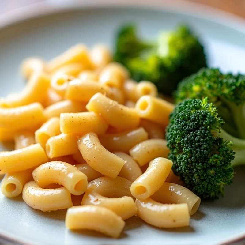 Creamy Whole Wheat Macaroni and Cheese with Lean Chicken and Roasted Broccoli