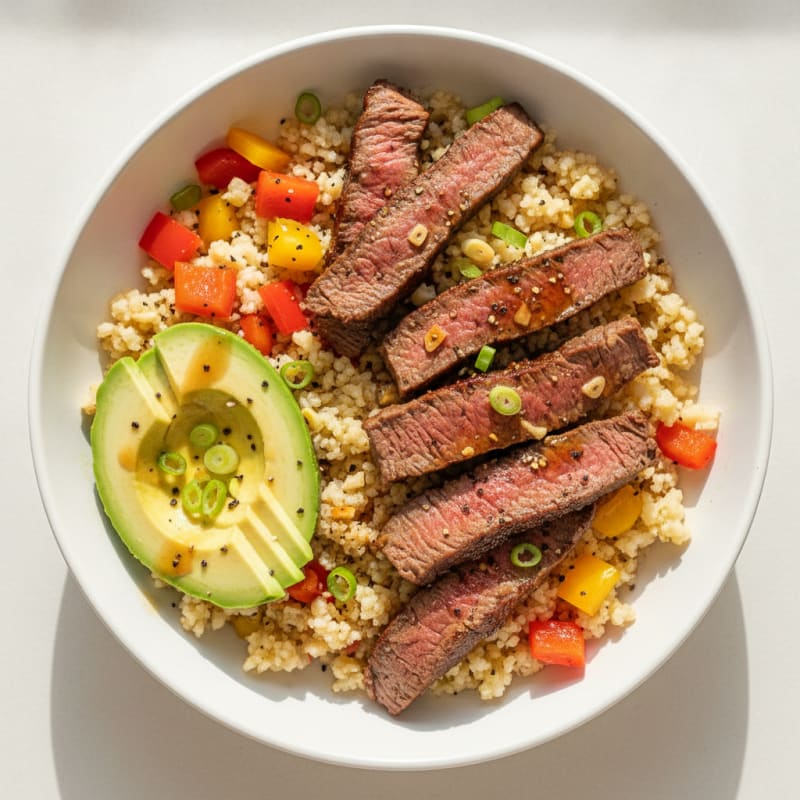 Seared Beef Tenderloin and Cauliflower Rice Bowl