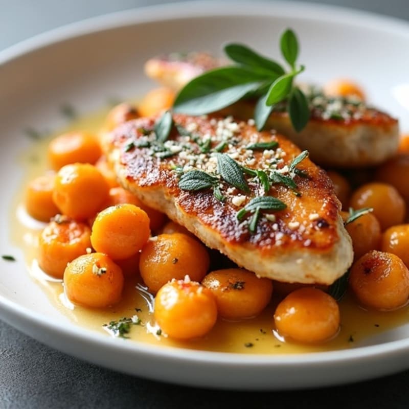 Herb-Roasted Sweet Potato Gnocchi with Sage Brown Butter and Seared Chicken