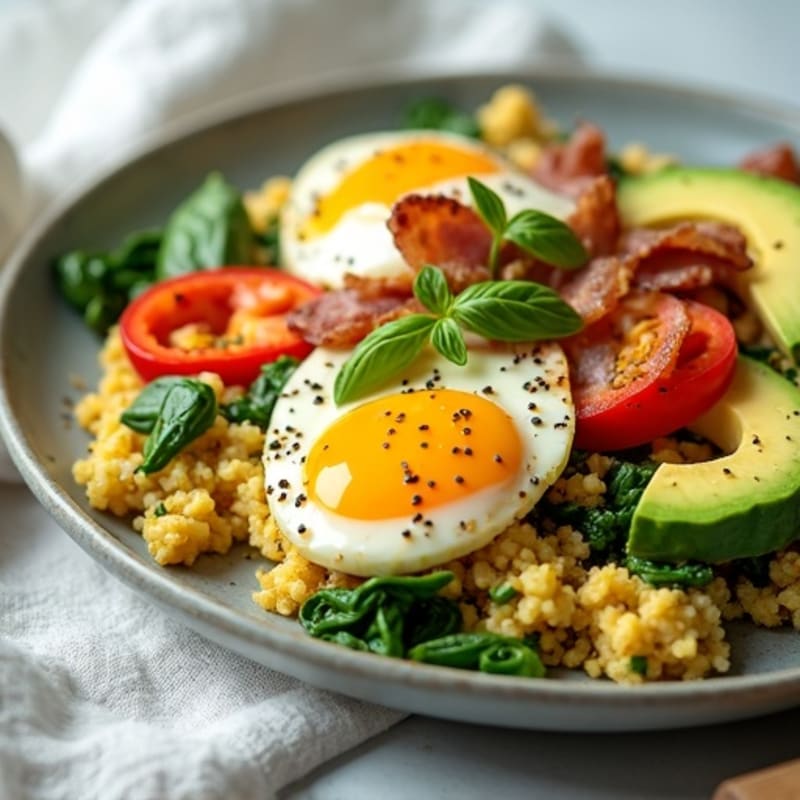 Egg White Vegetable Scramble with Turkey Bacon