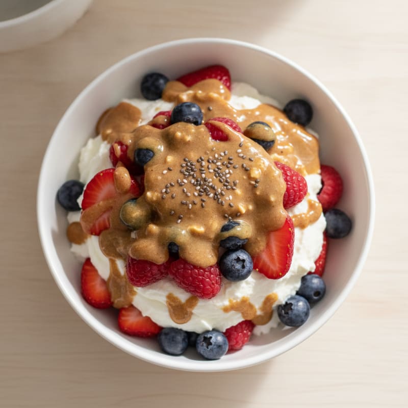 Greek Yogurt Protein Parfait with Berries and Almond Butter