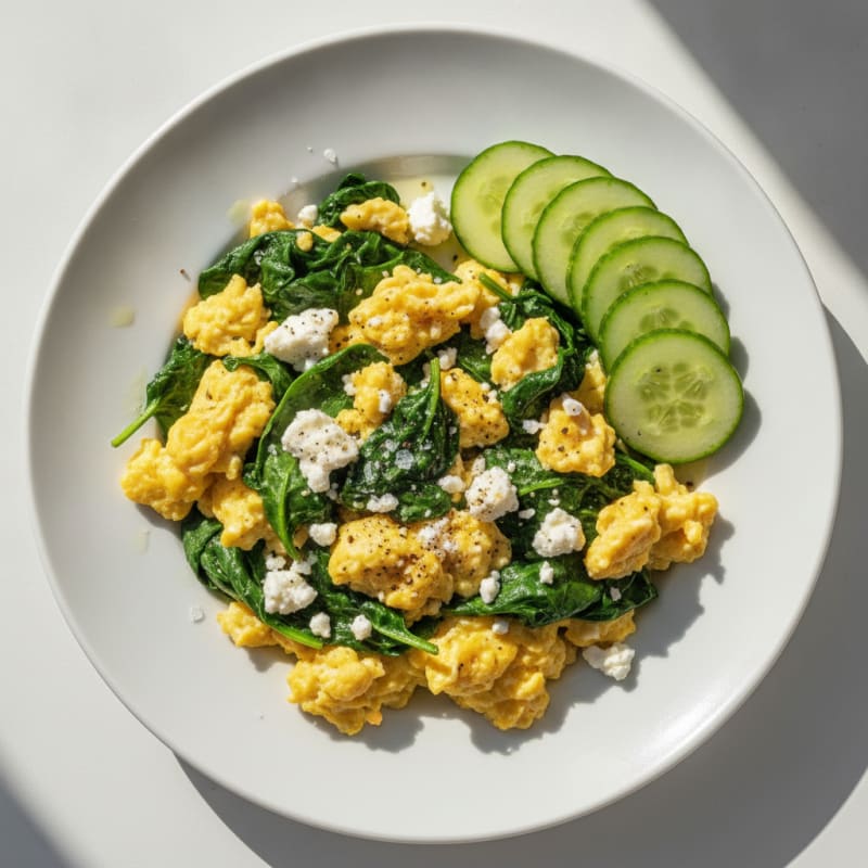 Scrambled Eggs with Spinach and Feta