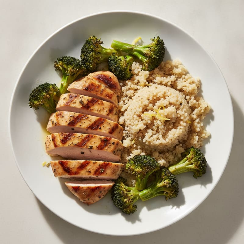 Grilled Turkey Breast with Quinoa and Roasted Broccoli
