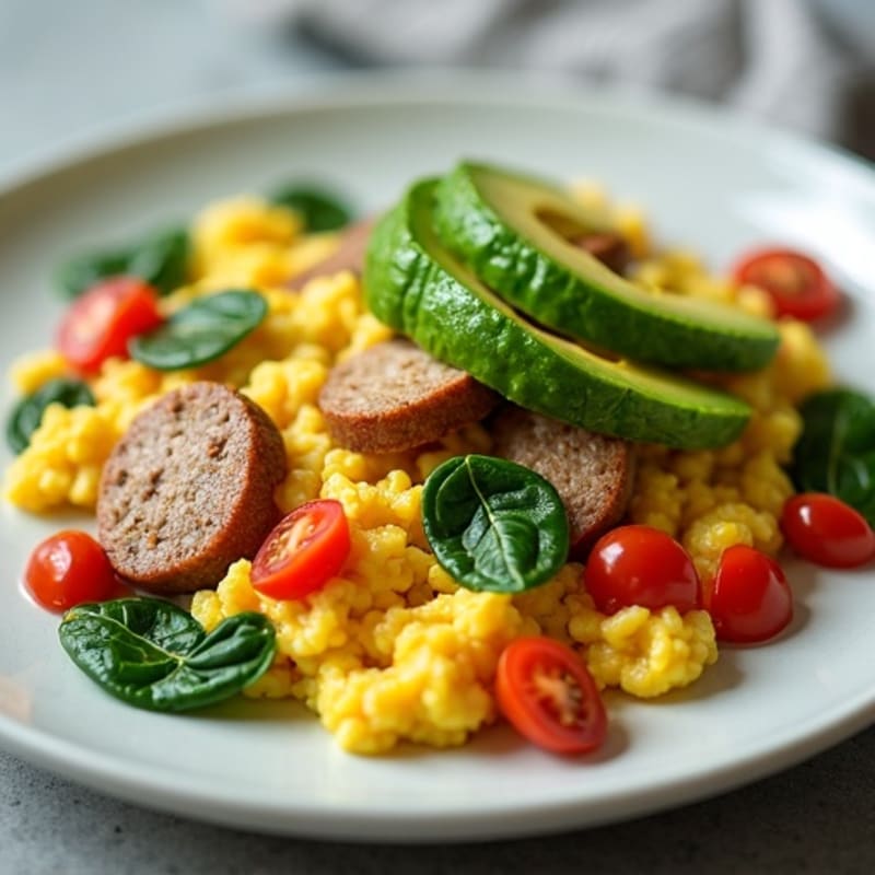 Egg White and Turkey Sausage Scramble with Spinach