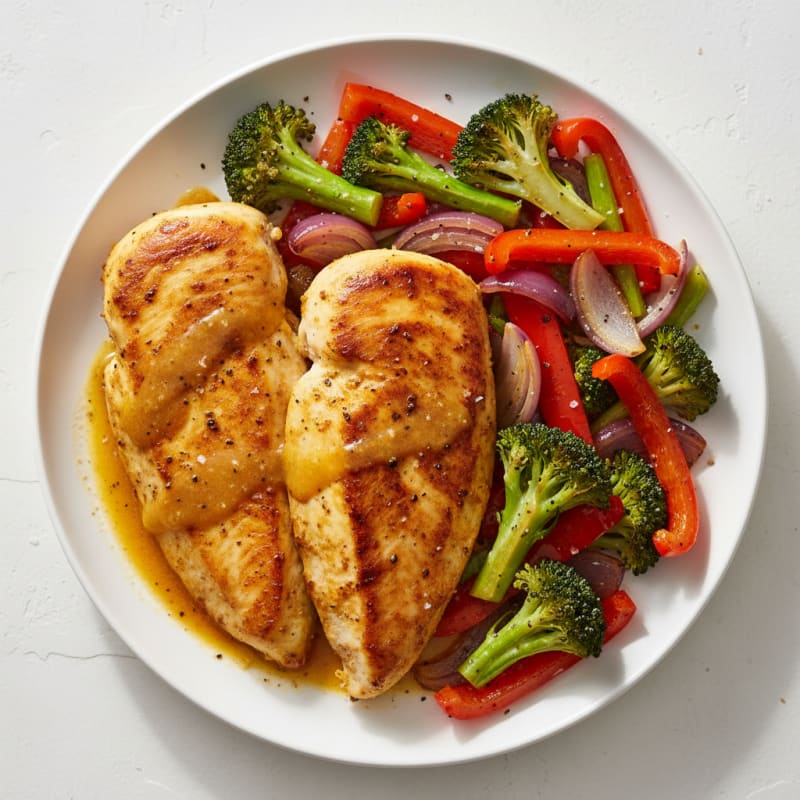 Golden Pan-Seared Chicken with Roasted Vegetables