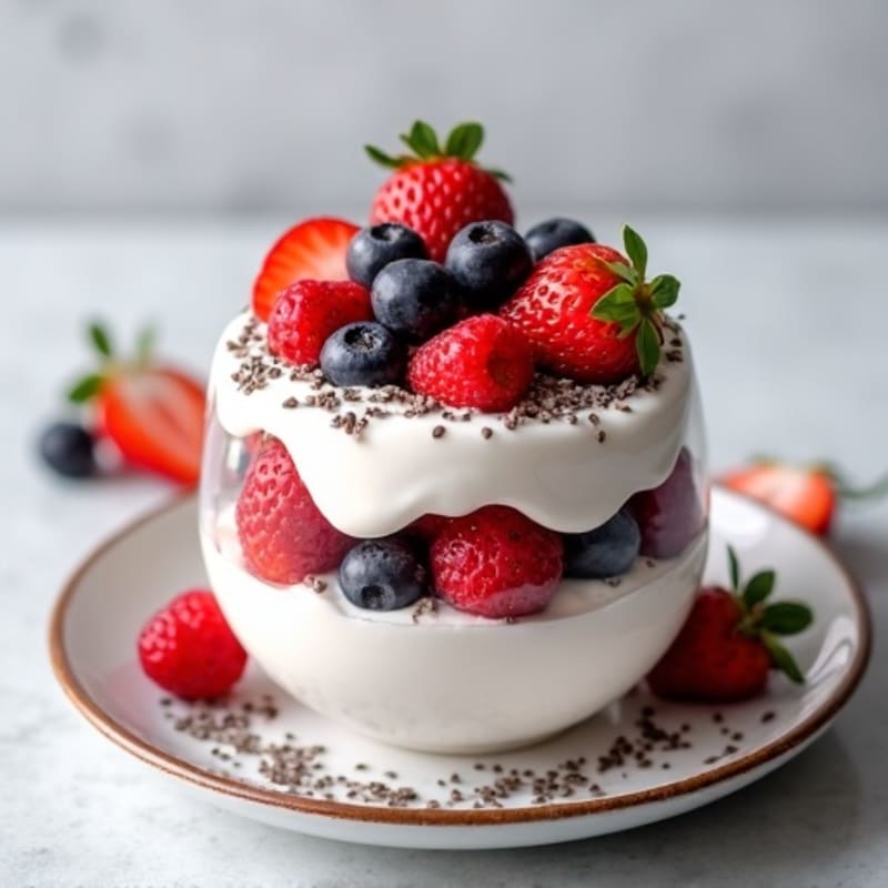 Greek Yogurt Parfait with Fresh Berries and Chia Seeds