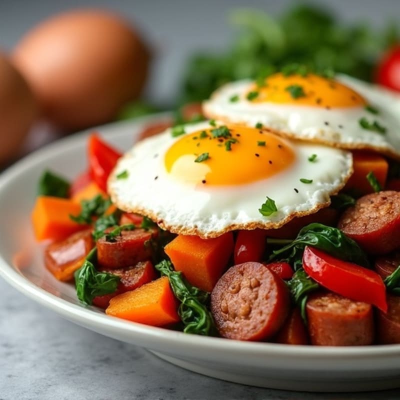 Protein-Packed Sweet Potato Hash with Eggs