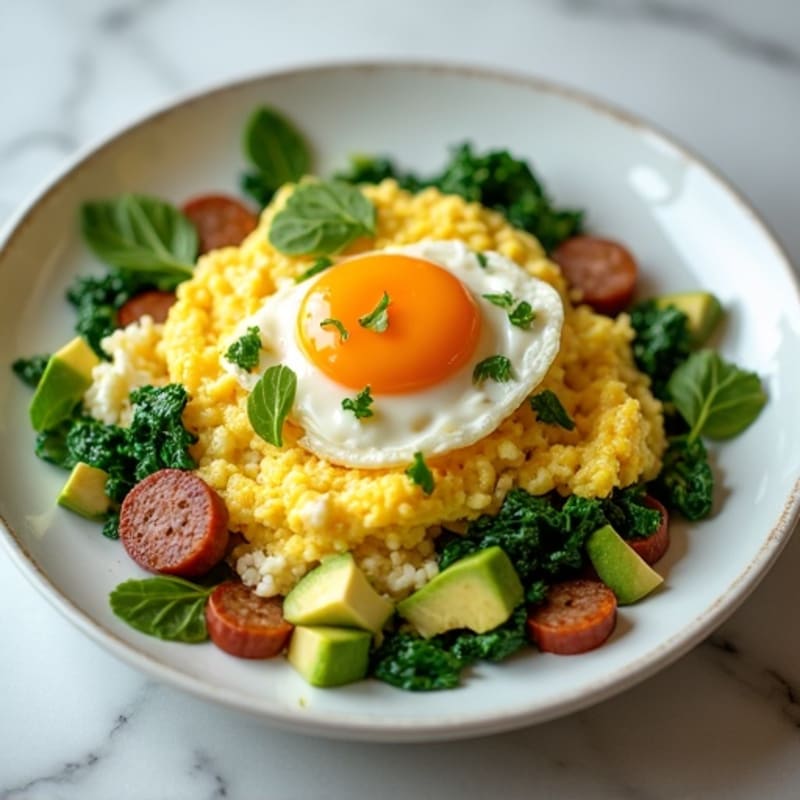 Egg White Scramble with Spinach and Turkey Sausage