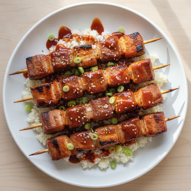 Spicy Gochujang Pork Belly Skewers