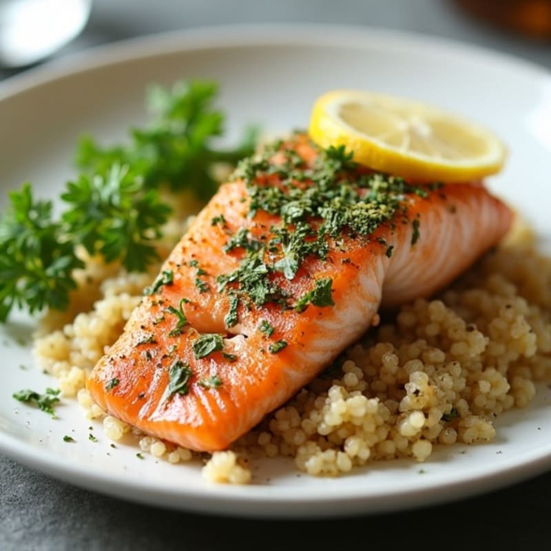 Herb-Crusted Pan Seared Salmon with Lemon