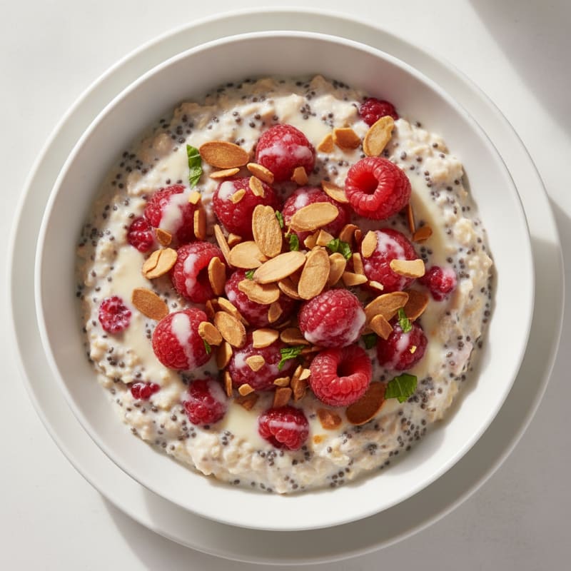 Berry Chia Overnight Oats with Toasted Almonds