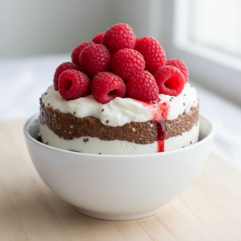 Greek Yogurt Protein Parfait with Chia Seeds and Cocoa