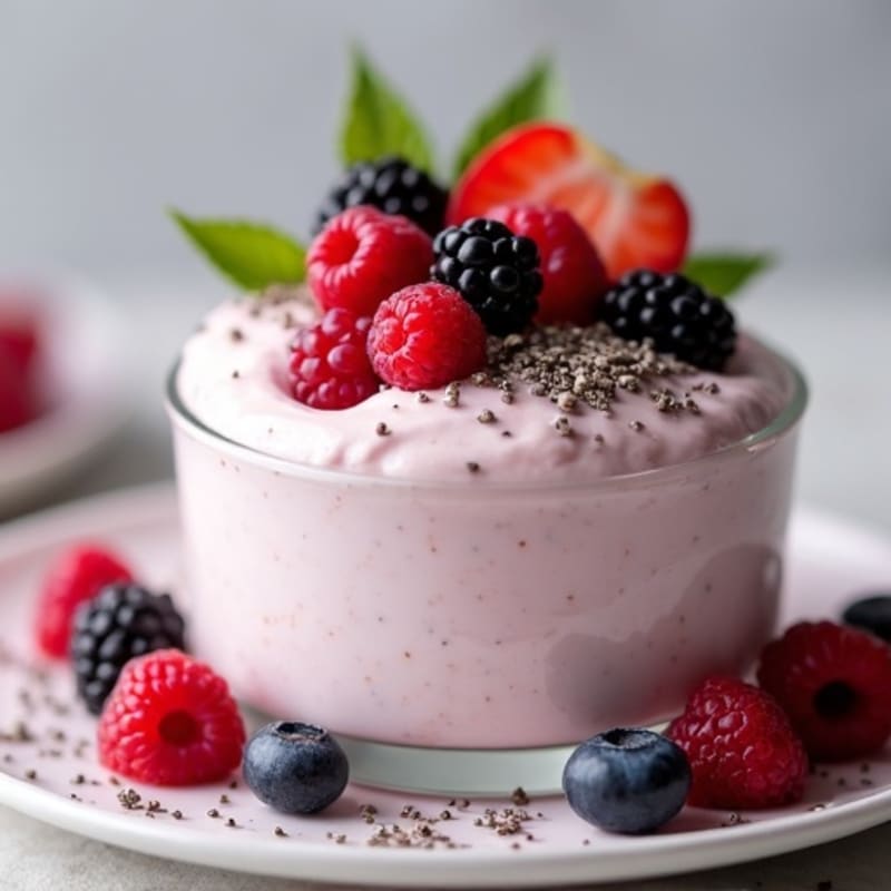 Silky Greek Yogurt Protein Mousse with Mixed Berries