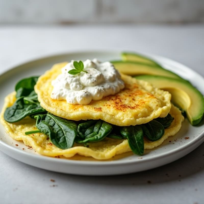 Egg White Spinach Omelet with Cottage Cheese