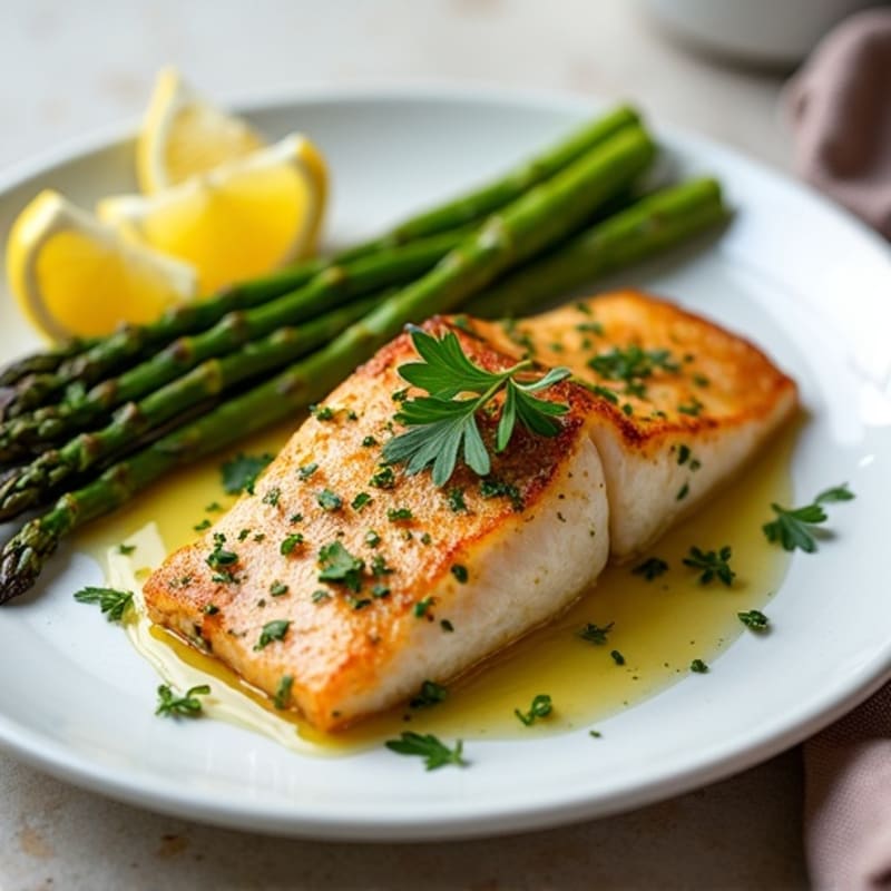 Lemon-Herb Pan-Seared Steelhead Trout with Roasted Asparagus
