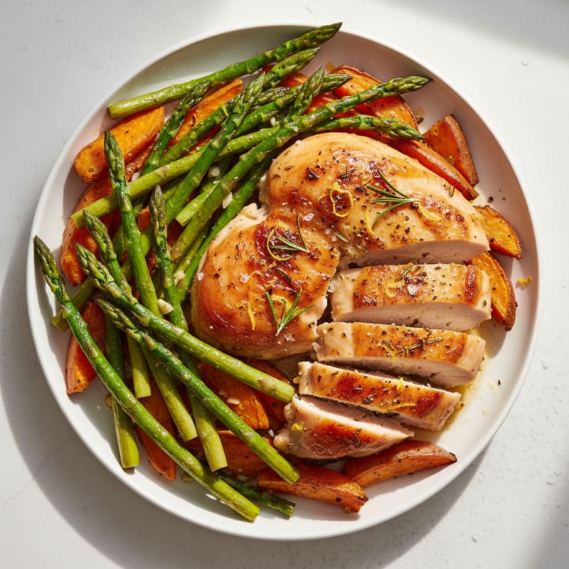 Lemon Herb Roasted Chicken with Asparagus