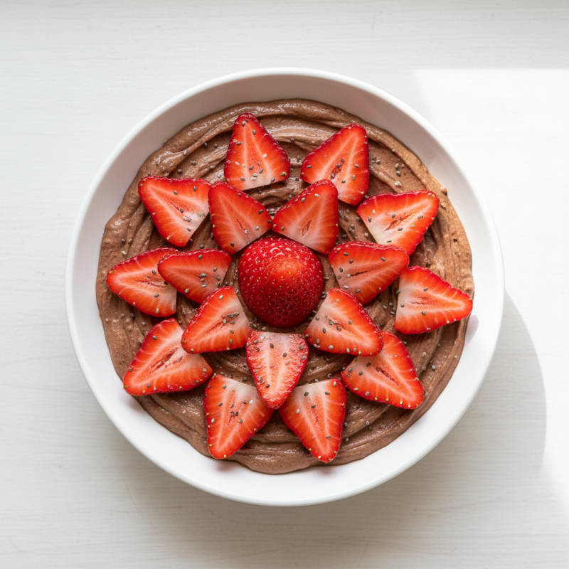 Silky Chocolate Protein Pudding with Fresh Strawberries