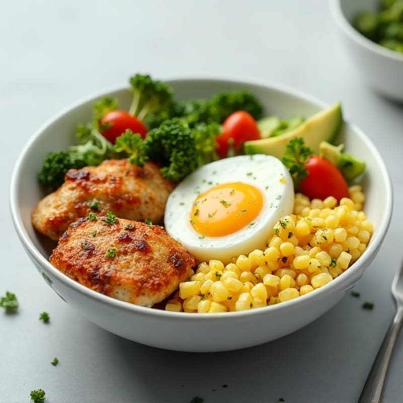 Chicken and Veggie Egg Scramble Bowl