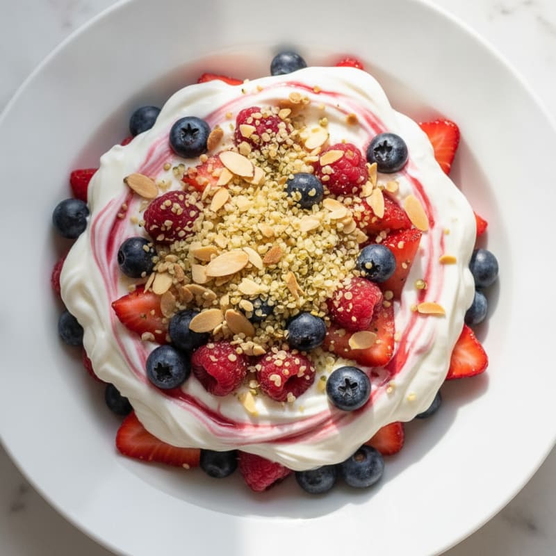 Vanilla Greek Yogurt Protein Parfait with Mixed Berries