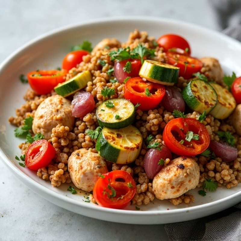 Sheet Pan Ground Chicken and Roasted Vegetables