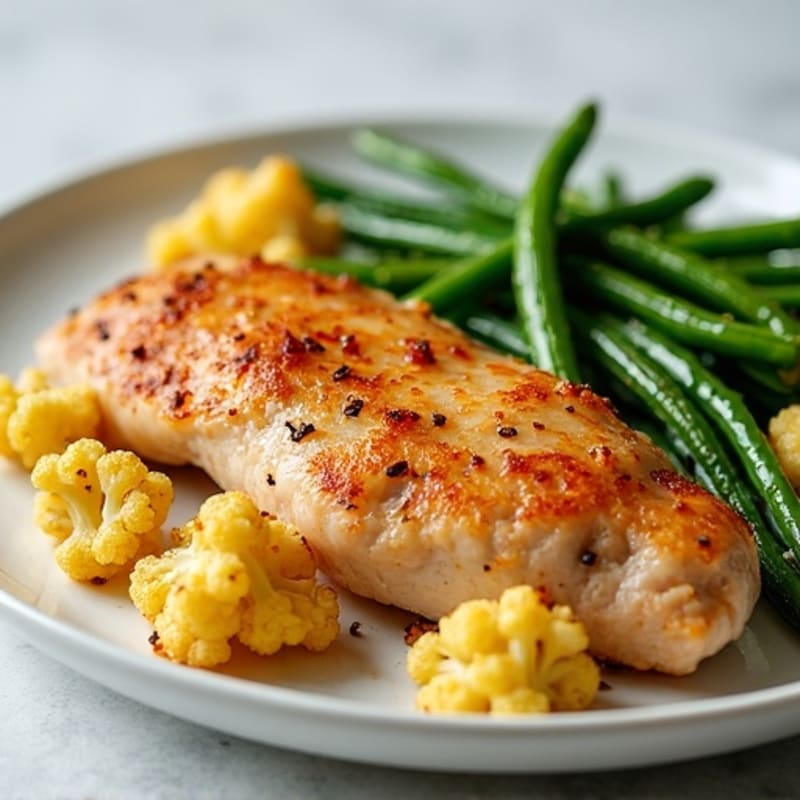 Seared Turkey Breast with Roasted Cauliflower and Green Beans