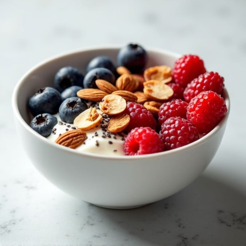 Creamy Greek Yogurt Protein Bowl with Mixed Berries and Almonds