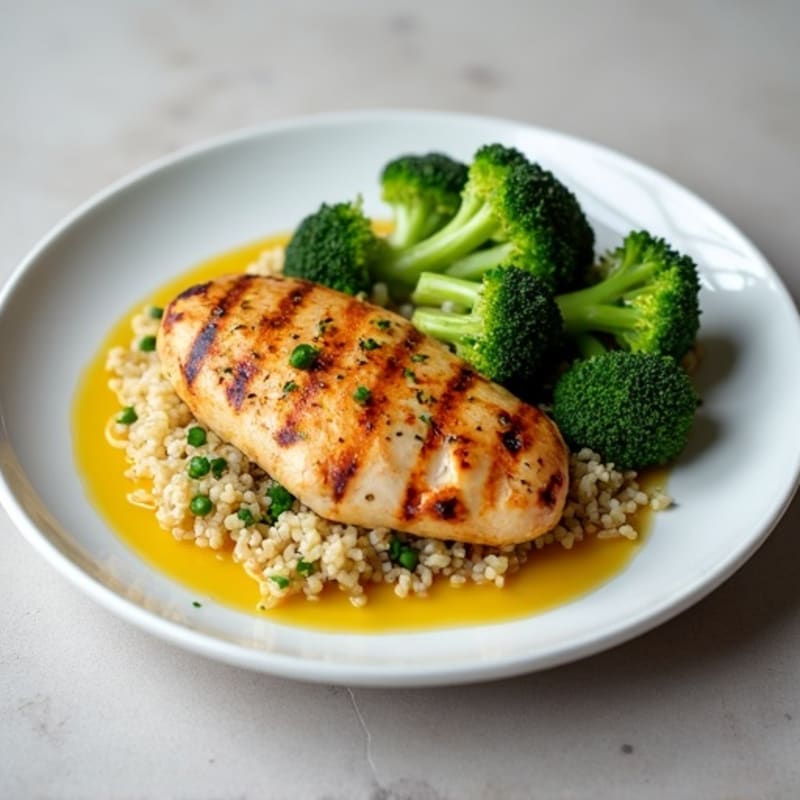 Grilled Chicken Breast with Quinoa and Steamed Broccoli