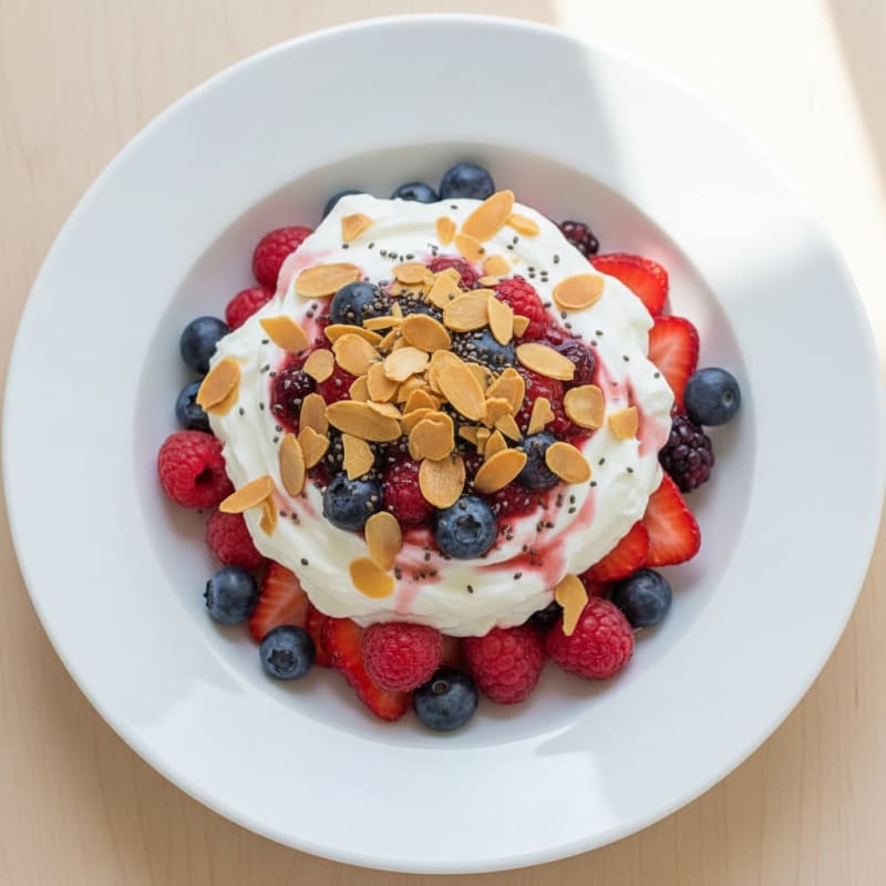 Greek Yogurt Protein Parfait with Mixed Berries