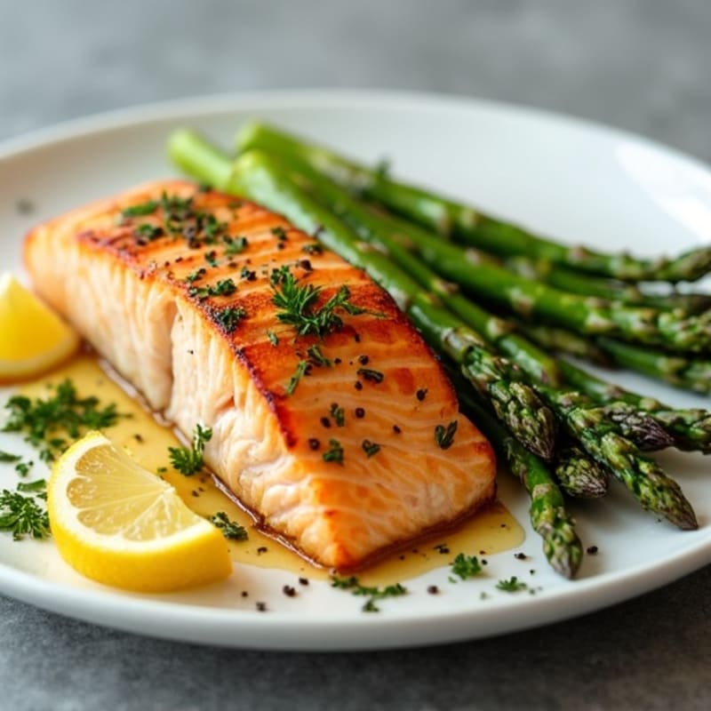 Lemon Herb Baked Salmon with Roasted Asparagus