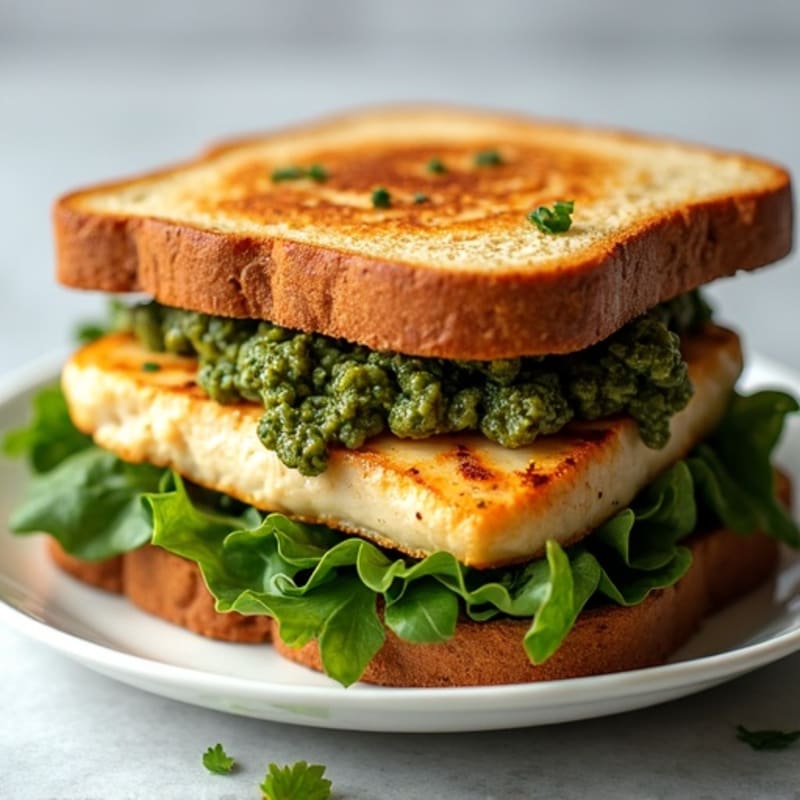 Herb-Pesto Grilled Chicken Sandwich with Fresh Greens