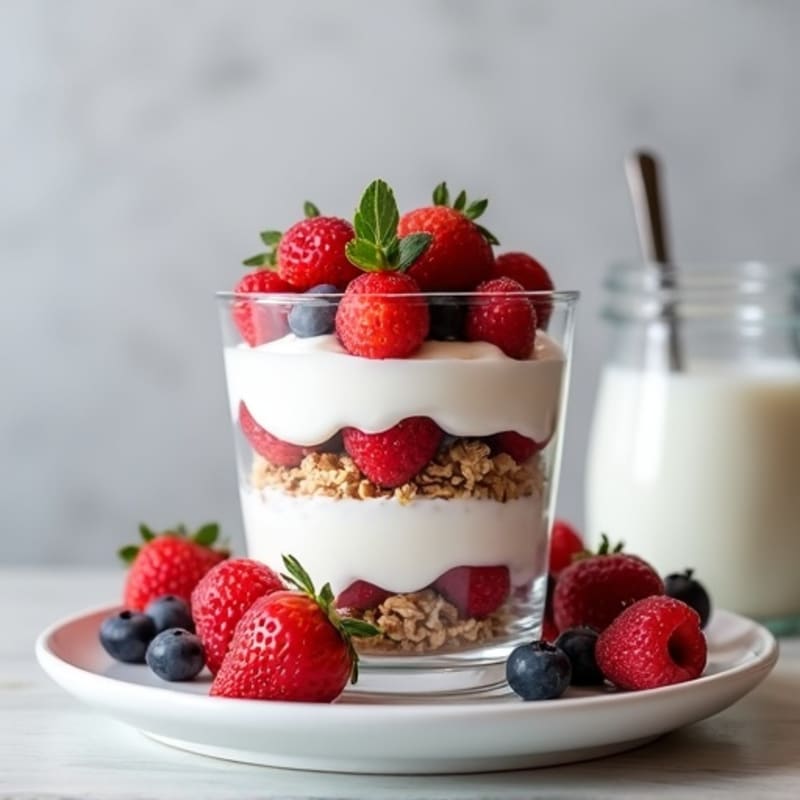 Greek Yogurt Protein Parfait with Mixed Berries