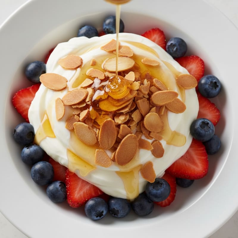 Greek Yoghurt Parfait with Mixed Berries and Toasted Almonds