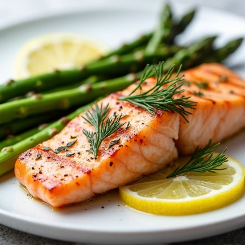 Lemon Herb Grilled Salmon with Roasted Asparagus