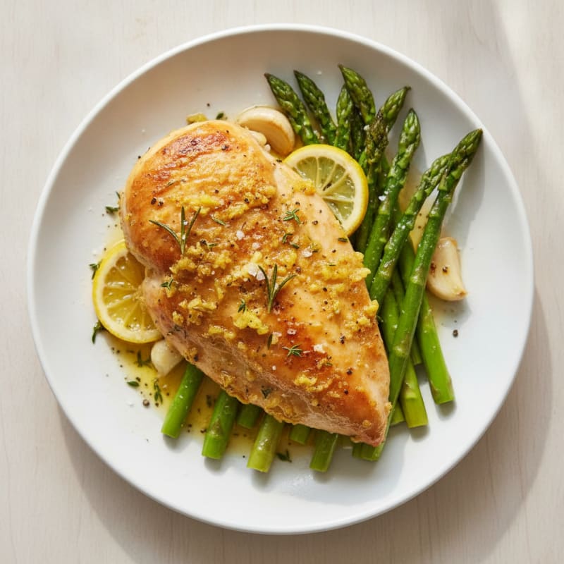 Lemon Herb Roasted Chicken with Asparagus