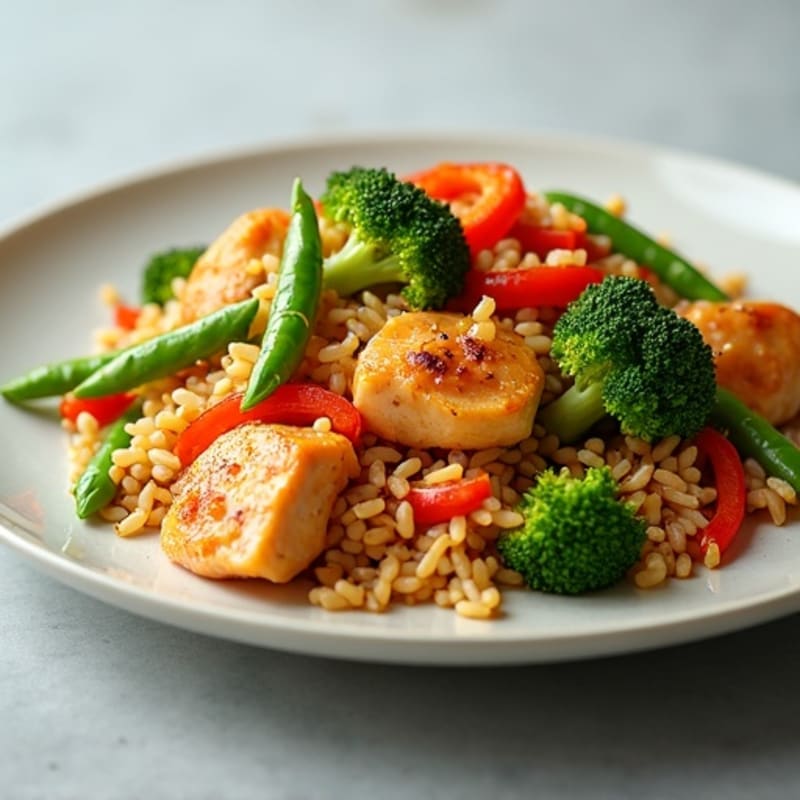 Lean Chicken and Vegetable Brown Rice Stir-Fry