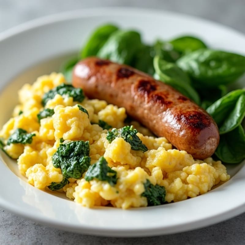 Egg White Scramble with Spinach and Grilled Turkey Sausage