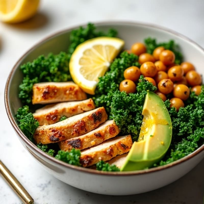 Crunchy Avocado Kale Bowl with Citrus Vinaigrette